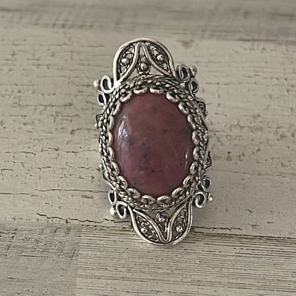 DGS Silver Rhodonite Statement Ring. - Picture 1 of 5
